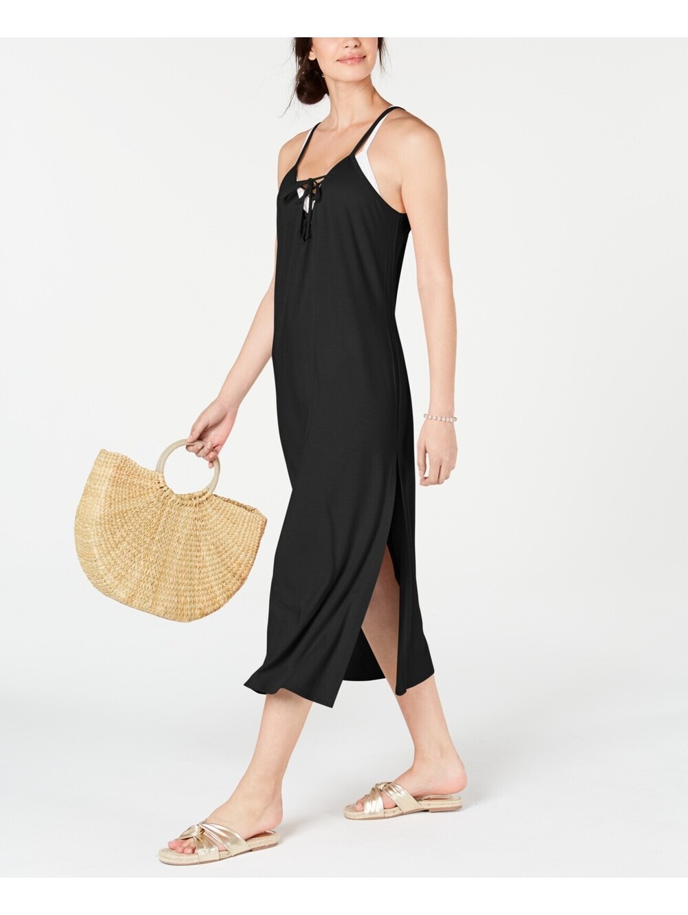 Miken Womens Lace-Up Cover Up Dress Size XL